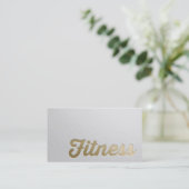 Carte De Visite Fitness Personal Trainer Minimal White Gold Emboss (Debout devant)