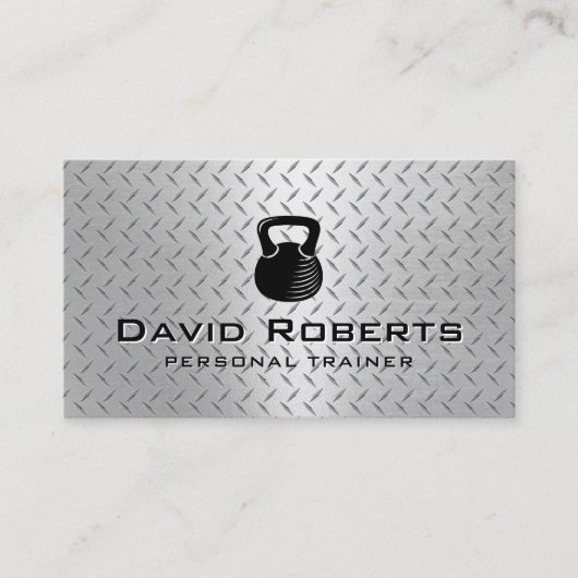 Carte De Visite Fitness Personal Trainer Moderne Metal Arrière - p (Devant)