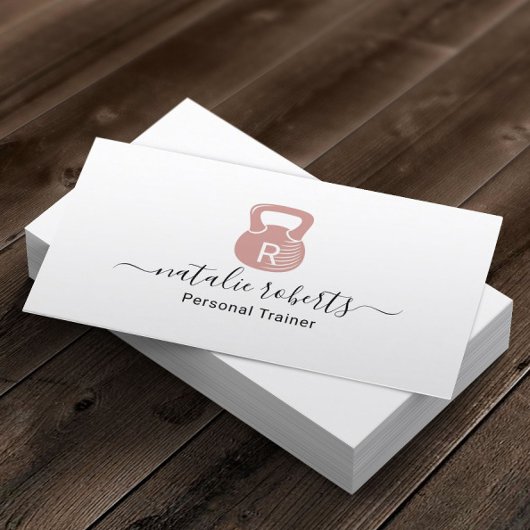 Carte De Visite Fitness Personal Trainer Pink Kettlebell Logo
