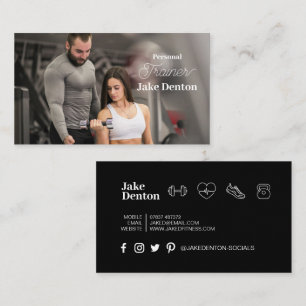 Carte De Visite Fitness personnelle Photo Modern Trainer tendance