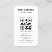 Carte De Visite Fitness QR Code Personal Trainer Professional (Dos)
