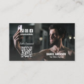 Carte De Visite Fitness Social Media QR Code Photo (Devant)