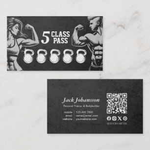 Carte De Visite Fitness Trainer Gym Kettlebell Classe Pass Fidélit
