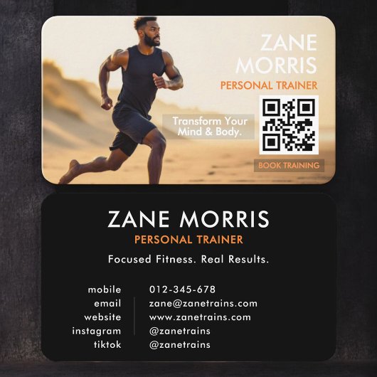 Carte De Visite Fitness Trainer Photo QR Code