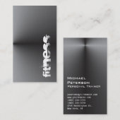 Carte De Visite Fitness verticale Sport Metallic Silver Grey (Devant / Derrière)