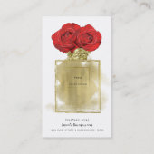 Carte De Visite Flacon de parfum de mode florale Roses rouges Glam (Dos)