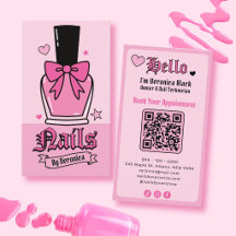 Flacon de vernis à ongles rose Ruban Code QR du sa