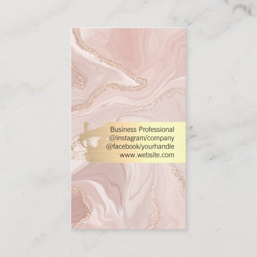 Carte De Visite Flacons d'or en marbre rose | Code QR (Dos)