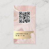 Carte De Visite Flacons d'or en marbre rose | Code QR (Devant)