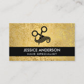 Carte De Visite Flacons d'or métallique | Logo du salon de coiffur (Devant)