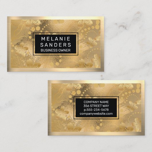 Carte De Visite Flacons et fleurs d'or (Devant / Derrière)