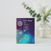 CARTE DE VISITE FLAKES DE NEIGE EN ARGENT PARKLES EN BLEU NUIT (Debout devant)