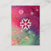 CARTE DE VISITE FLAKES DE NEIGE EN ARGENT ROSE VERT VERT PARKLES F (Dos)