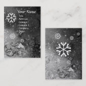 Carte De Visite FLAKES DE NEIGE EN PARKLES D'ARGENT, papier perlé (Devant / Derrière)
