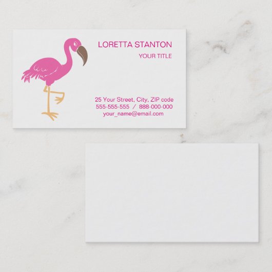 Carte De Visite Flamant rose (Devant / Derrière)