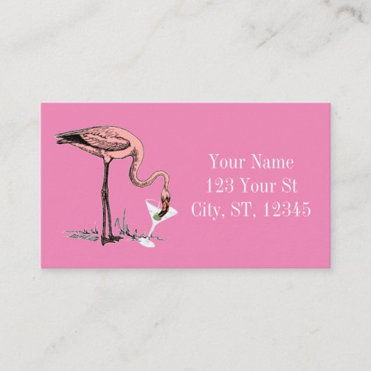 Carte De Visite Flamant rose Boire Martini Thunder_Cove (Devant)