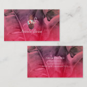 Carte De Visite Flamant rose d'ananas rose tropicale et Feuilles d (Devant / Derrière)