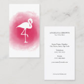 Carte de visite Flamant rose d'aquarelle rose (Devant / Derrière)