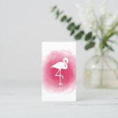 Carte de visite Flamant rose d'aquarelle rose (Debout devant)