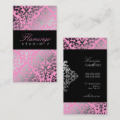 Carte De Visite Flamant rose de damassé de l'éblouissement 311 (Devant / Derrière)