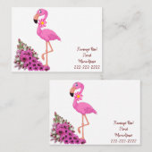 Carte de visite, Flamant rose fleuriste Carte de v (Devant / Derrière)
