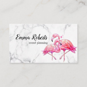Carte De Visite Flamant rose floral tropical géométrique