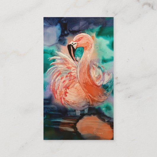 Carte De Visite Flamant rose pelucheux (Dos)
