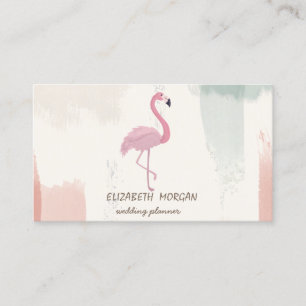 Carte De Visite Flamant rose rose, Aquarelle Pinceau