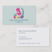 Carte De Visite Flamant rose rose avec pastèque et ananas (Devant / Derrière)