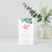 Carte De Visite Flamant rose rose Monstera Palm Feuilles (Debout devant)