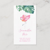 Carte De Visite Flamant rose rose Monstera Palm Feuilles (Devant)