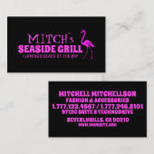 Carte De Visite Flamant rose rose rétro (Devant / Derrière)