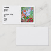 Carte De Visite Flamant rose tropical (Devant / Derrière)
