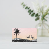 Carte De Visite *~* Flamant rose Tropical Agate Crystal Palm Tree (Debout devant)