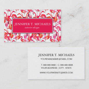 Carte De Visite Flamants roses Aquarelles Dans Les Aquarelles  Mon