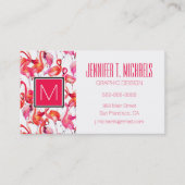 Carte De Visite Flamants roses d'aquarelle dans le monogramme des (Devant)