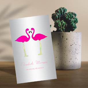 Carte De Visite Flamants Roses Drôles et Amoureux à la Féminine Mo