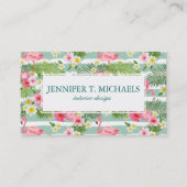 Carte De Visite Flamants roses Et Grèves| Monogramme (Devant)