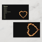 Carte De Visite FLAMES CHAUFFAGE coeur noir feu brûlant chaud amou (Devant / Derrière)