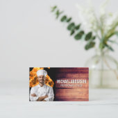 Carte De Visite Flamme de feu | Chef souriant | Bois (Debout devant)