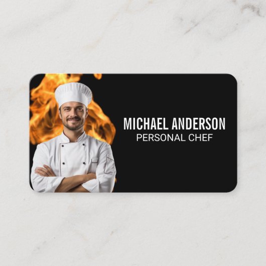 Carte De Visite Flamme de feu | Chef souriant | Culinaire (Devant)