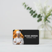 Carte De Visite Flamme de feu | Chef souriant | Culinaire (Debout devant)