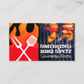Carte De Visite Flamme de feu | Logo BBQ | Shish Kebabs sur Grill (Devant)