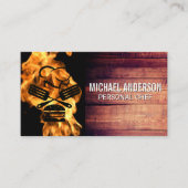 Carte De Visite Flamme de feu | Logo Chef BBQ | Bois (Devant)
