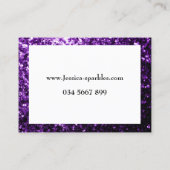 Carte De Visite Flamme de parties scintillant violet foncé cadre b (Dos)