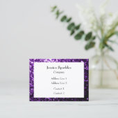 Carte De Visite Flamme de parties scintillant violet foncé cadre b (Debout devant)