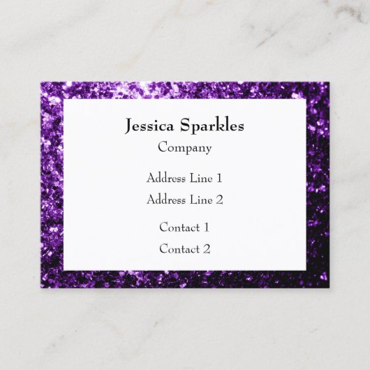 Carte De Visite Flamme de parties scintillant violet foncé cadre b (Devant)