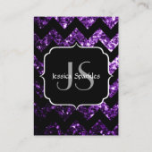 Carte De Visite Flamme pourpre foncé noir Chevron Monogramme (Dos)