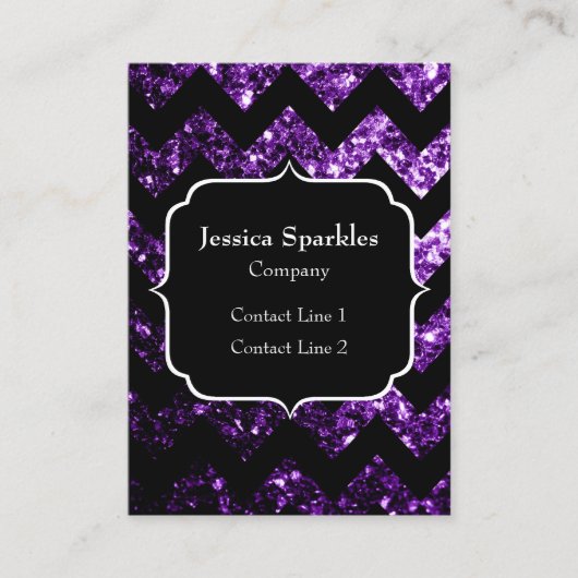 Carte De Visite Flamme pourpre foncé noir Chevron Monogramme (Devant)