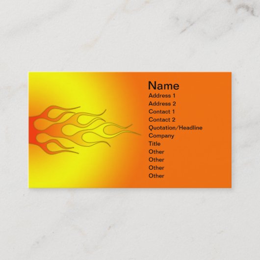 Carte De Visite flammes de course de couleurs vives (Devant)